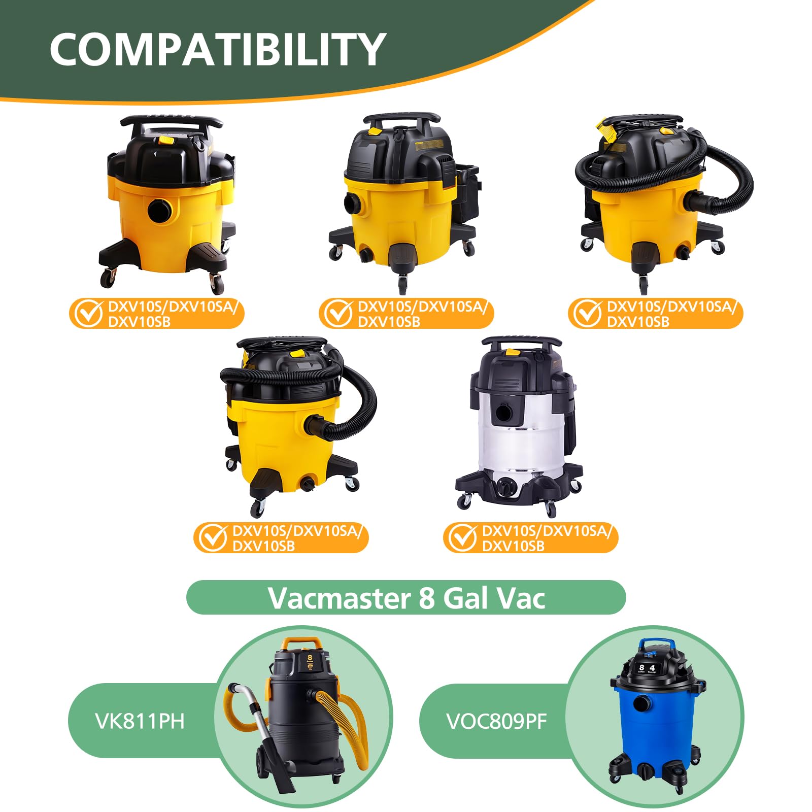 Isinlive DXVA19-4101 bags suit Dewalt 9-gal vacuums with reliable containment