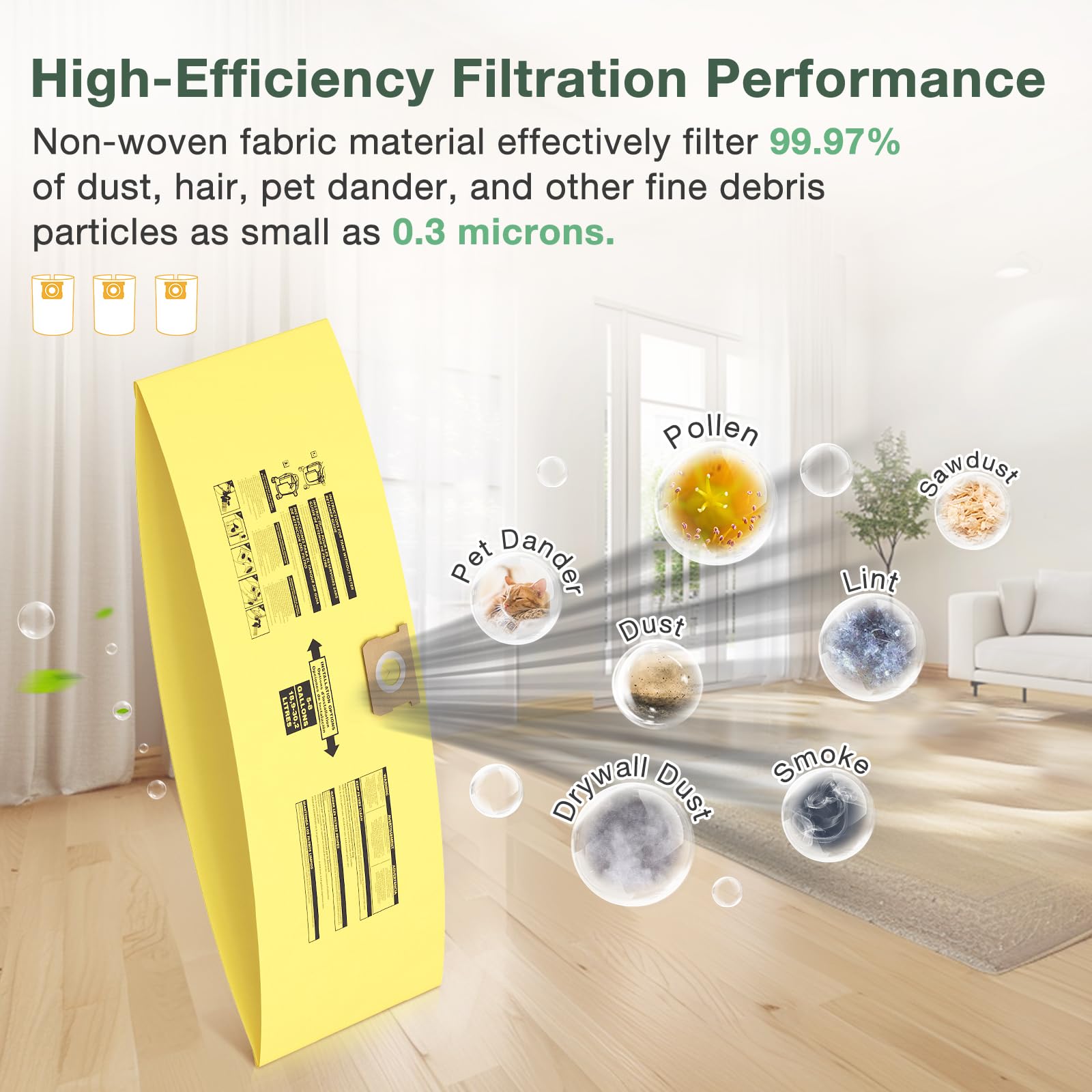 Isinlive captures dust and impurities as small as 0.03 microns.
