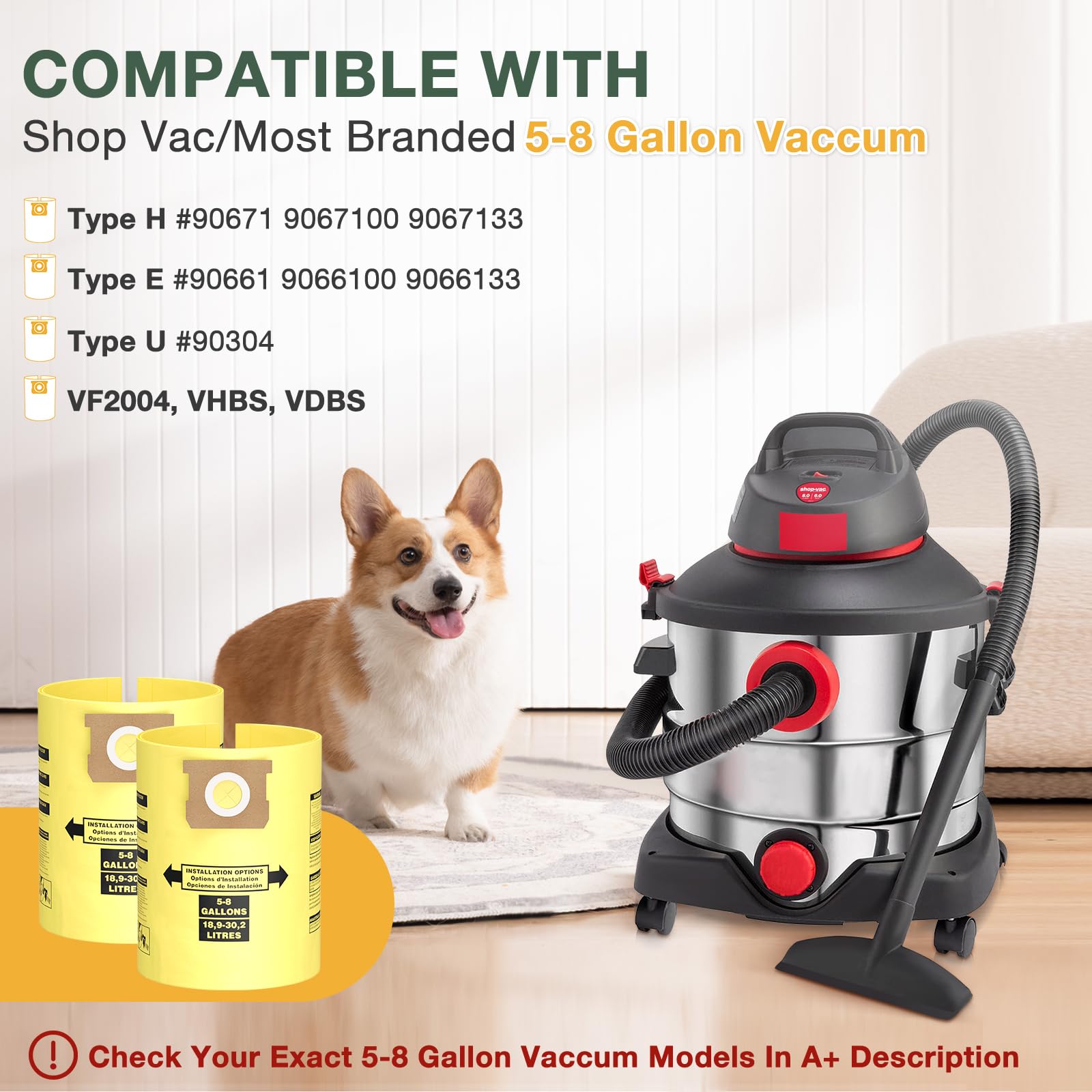 Isinlive Stanley-compatible vacuum bags suitable for 5-8 gallon models.