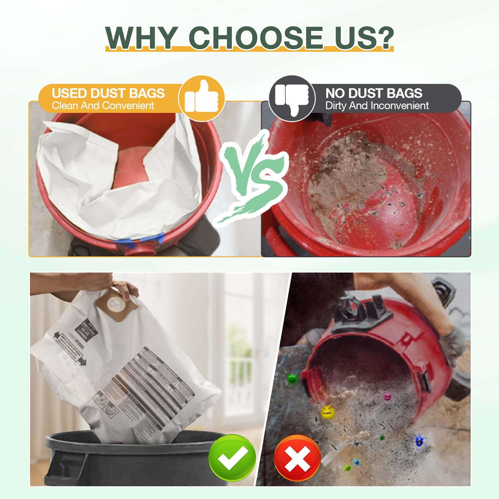 Two-thirds full guidance helps prevent bag damage and maintain performance
