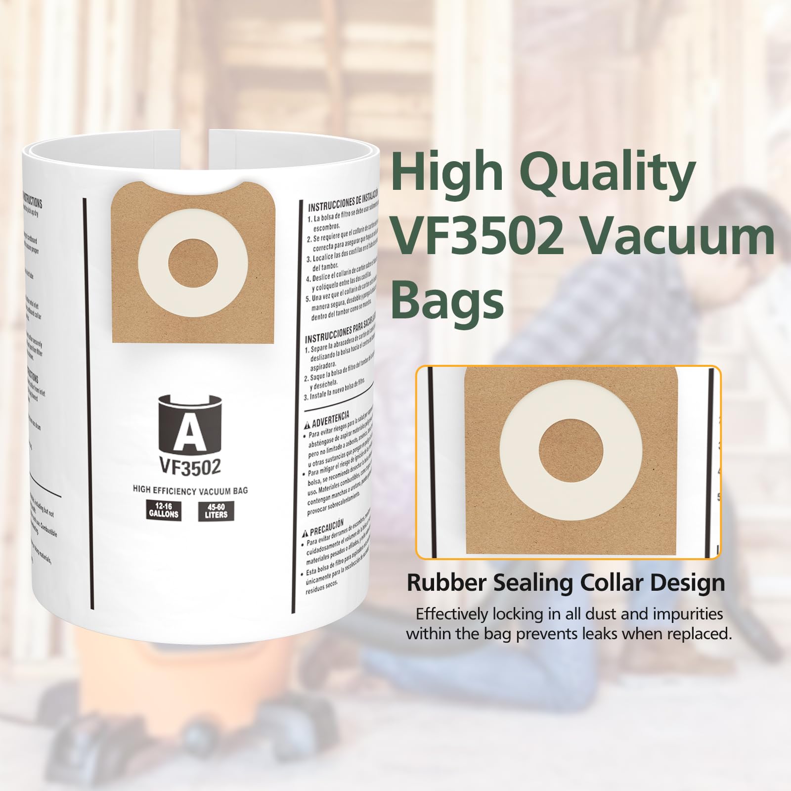 Easy-install VF3502 bags require no tools.