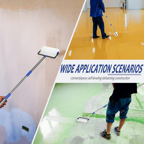 ISIVOVE spike roller smoothing concrete surface with air-pocket reduction