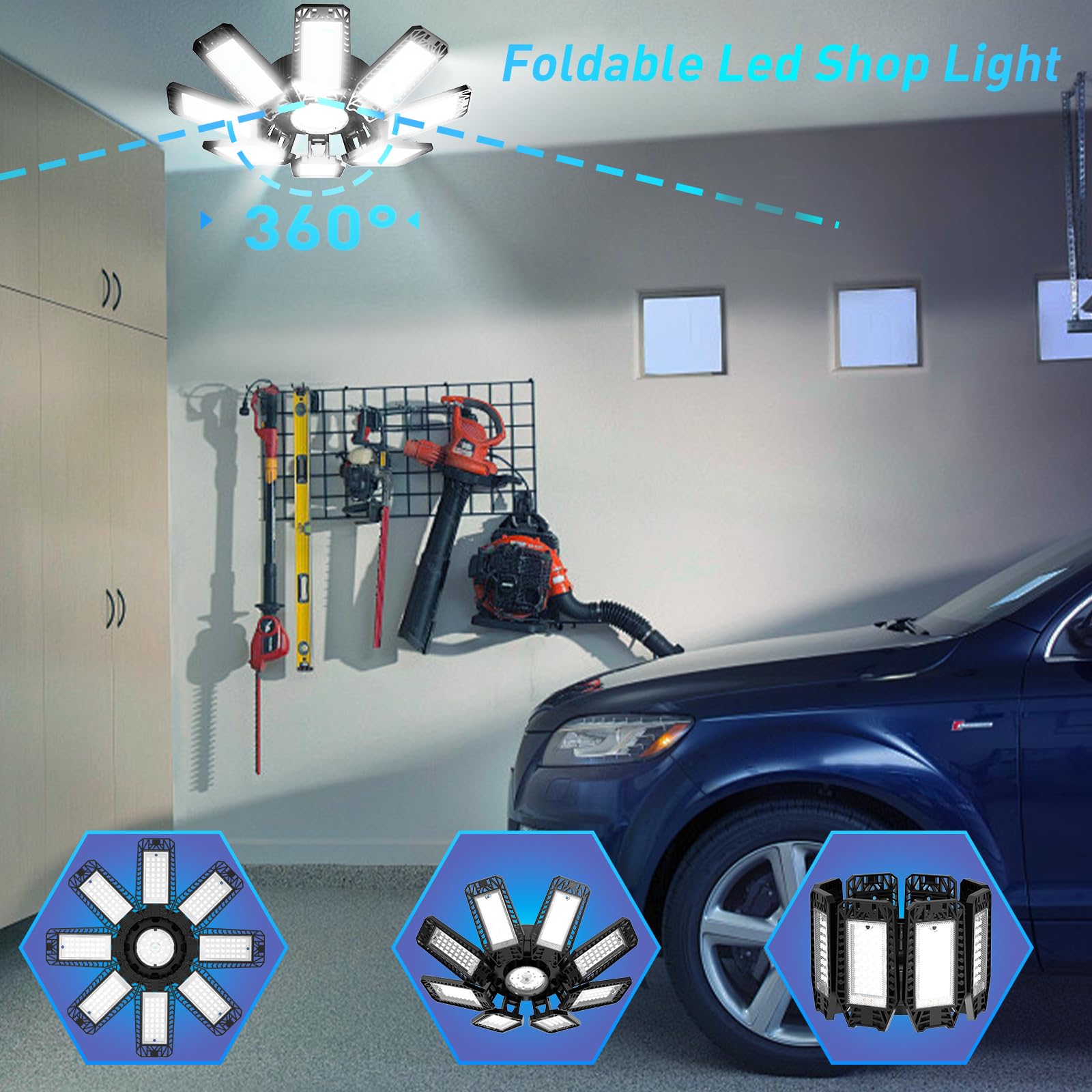ISKYDRAW LED garage light with ABS housing and aluminum heat dissipation