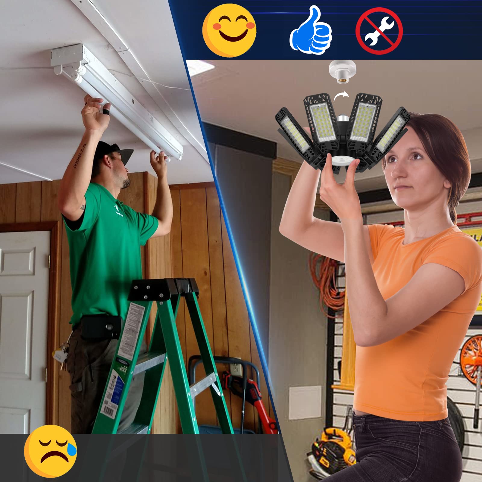 ISKYDRAW 6500K daylight output for bright task lighting in garages