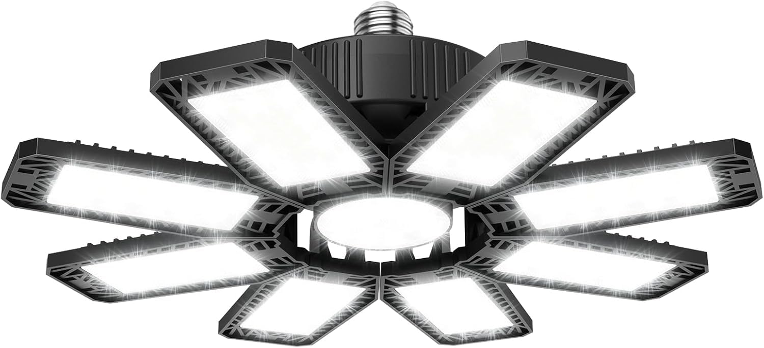ISKYDRAW LED garage light 240W ceiling brightens the workshop for precise tasks.
