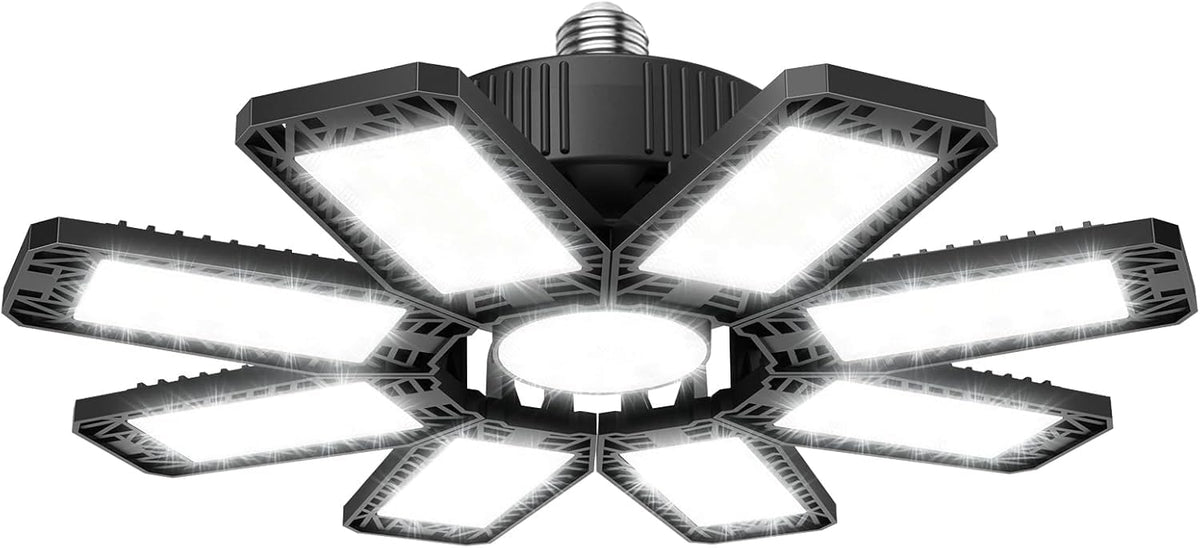 ISKYDRAW LED garage light 240W ceiling brightens the workshop for precise tasks.