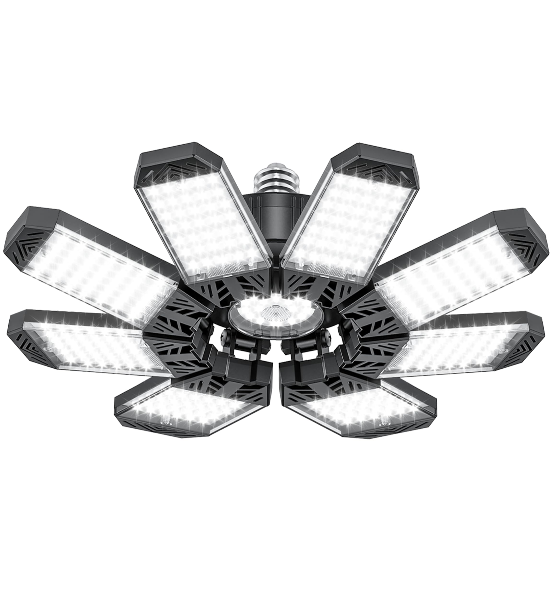 ISKYDRAW LED garage light with 8 panel deformable design for flexible workshop lighting.