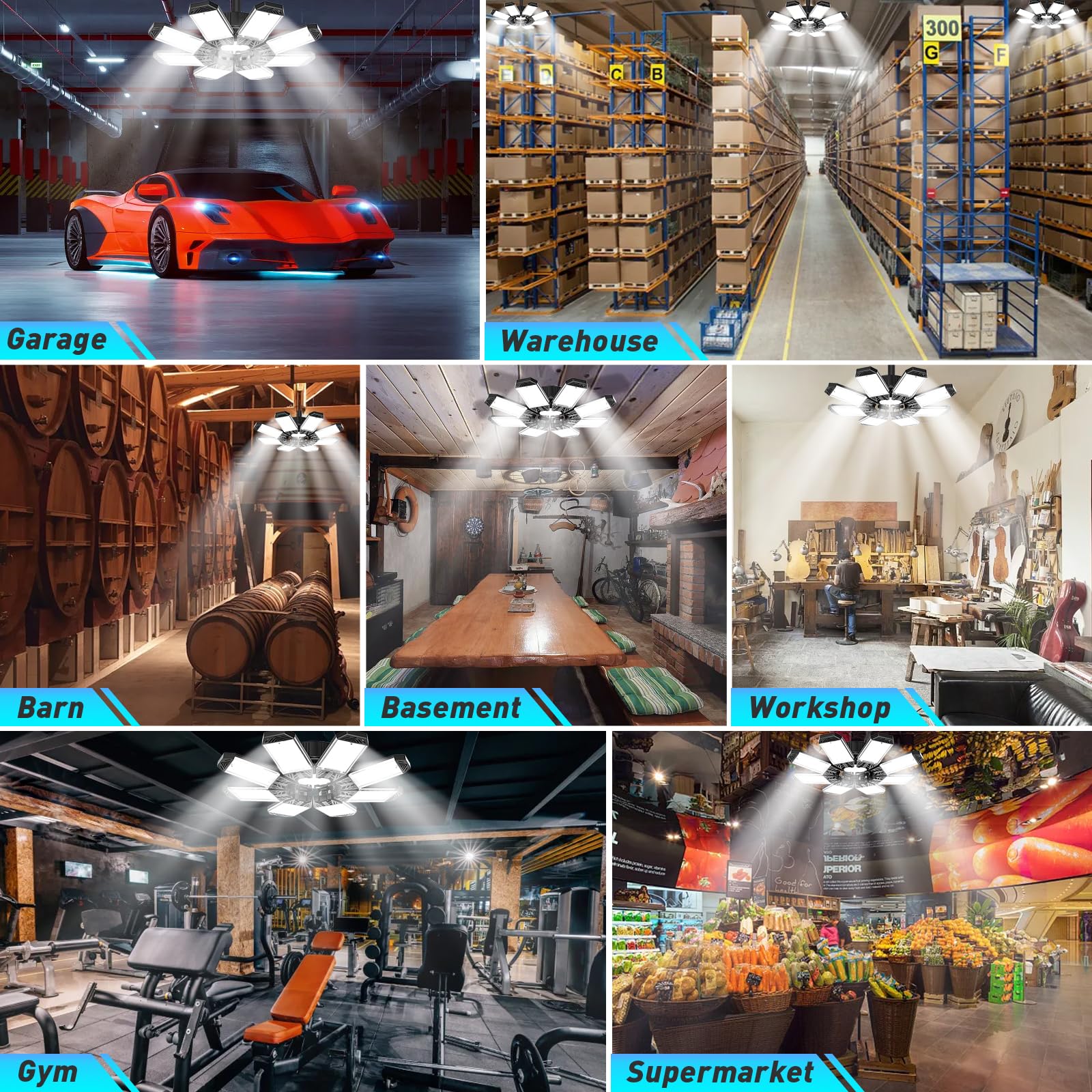 ISKYDRAW LED garage light offers wide illumination and accurate color rendering.