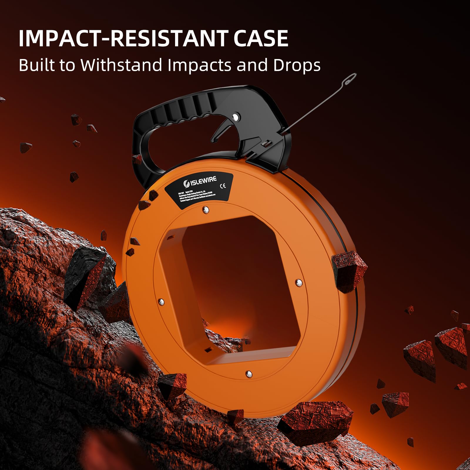islewire 240 ft fish tape non-slip grips enhance stability while guiding the tape.