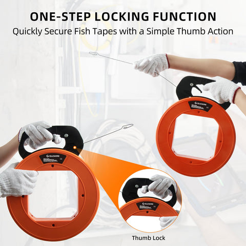islewire 240 ft fish tape tough PP casing resists daily impact on job sites.