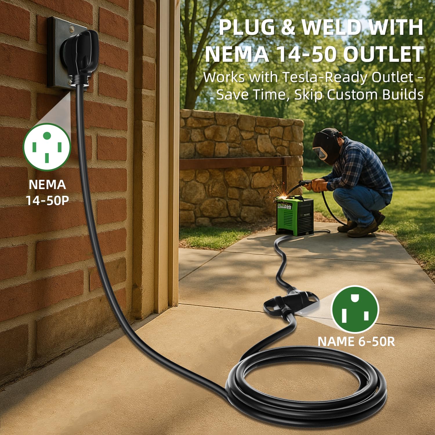 Long 10 ft reach of Islewire cord helps position welders with flexibility.