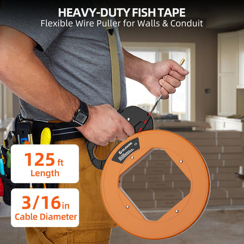 Islewire 125ft fish tape ergonomic handle highlight comfortable reel-in