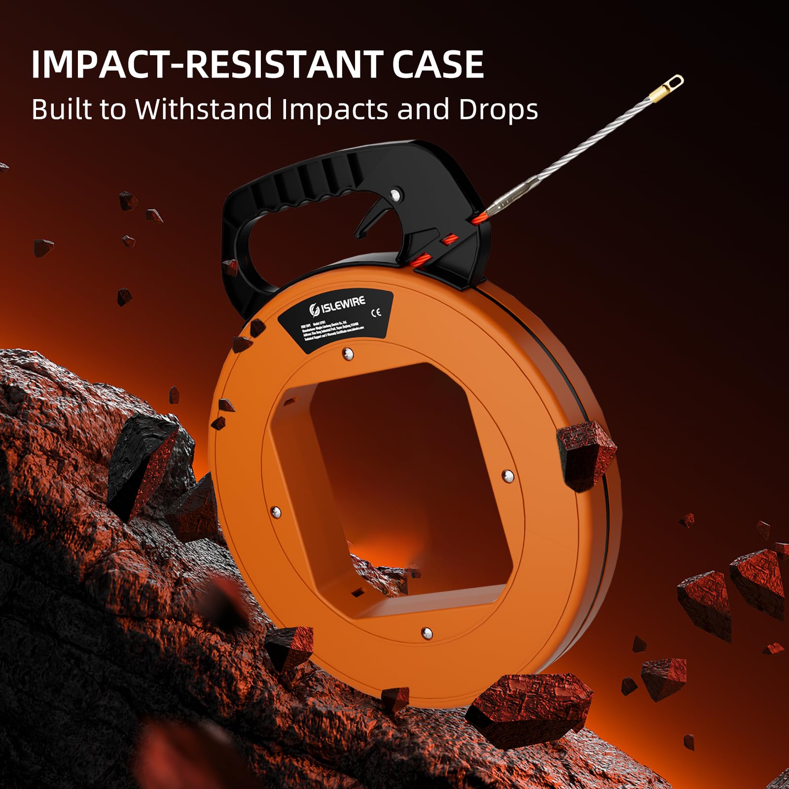 Islewire 125ft PP casing resists impacts for daily use