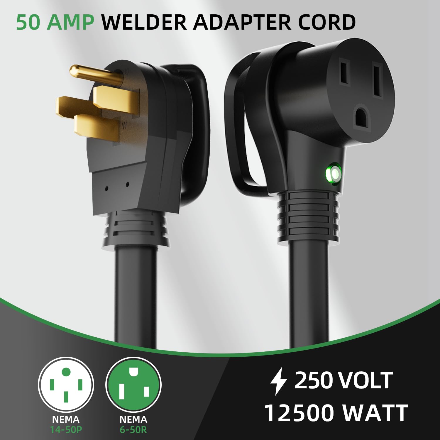 LED indicator on Islewire welder cord shows live power at the receptacle.