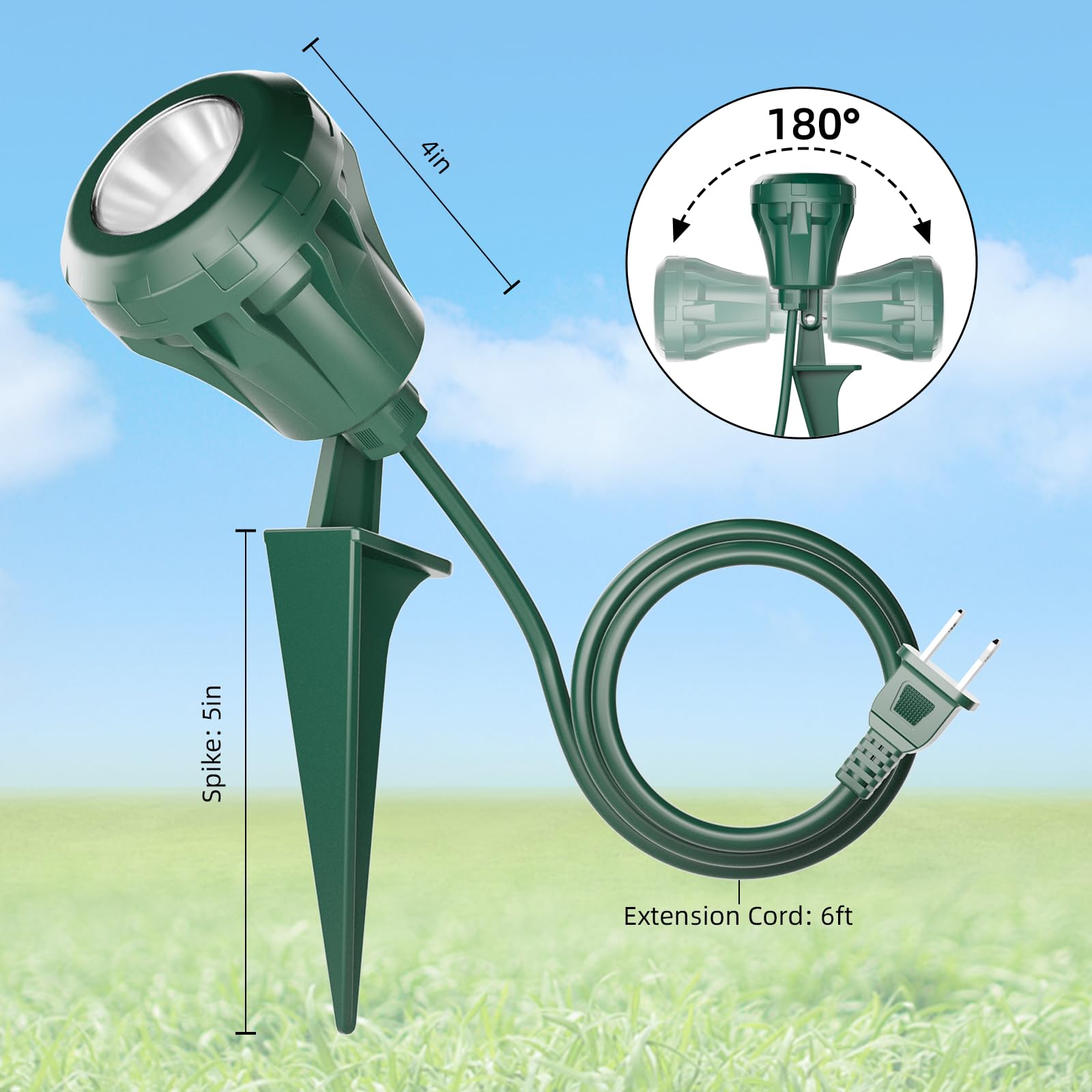 IsleWire outdoor spotlight ideal for Christmas, Halloween, flags, and trees.