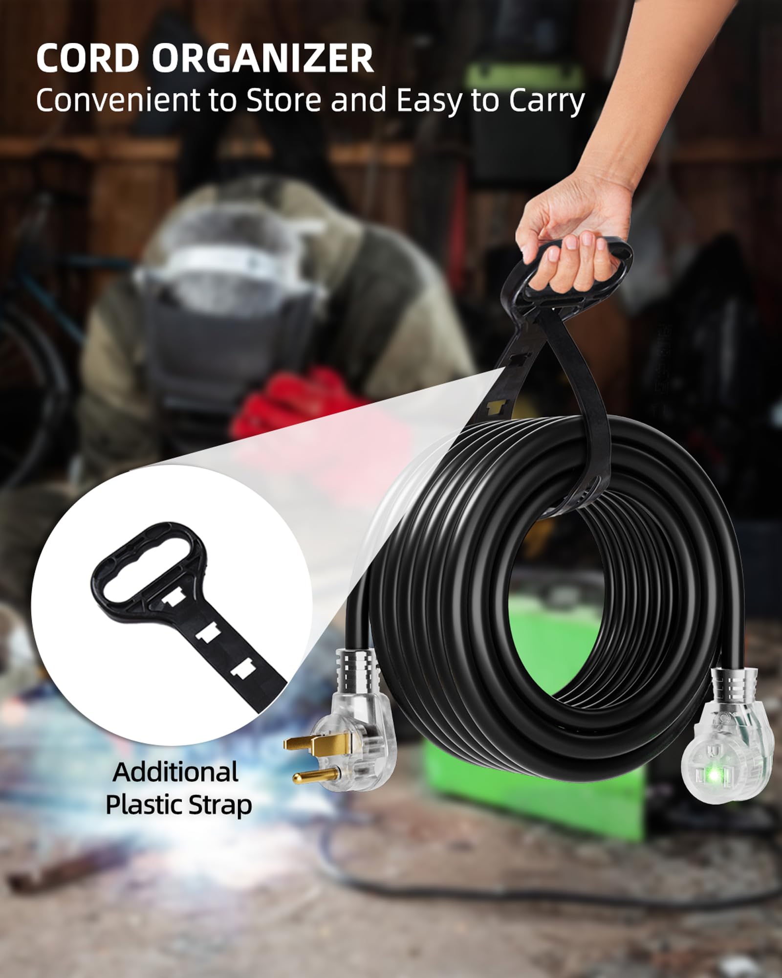 In-use Islewire extension connected to a welding machine on site