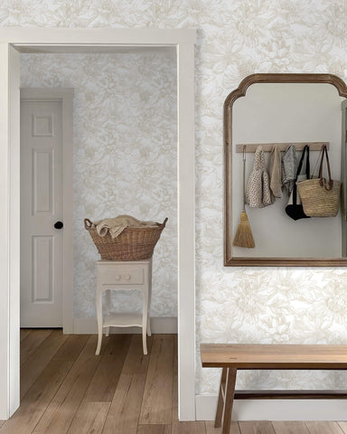 Ismoon floral pattern on kitchen drawer liners for subtle elegance