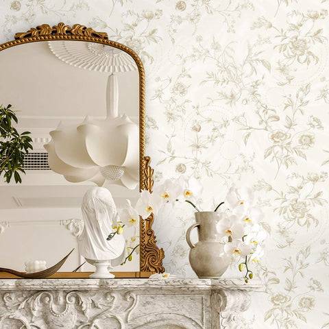 Ismoon floral wallpaper vintage beige texture for warm room accents