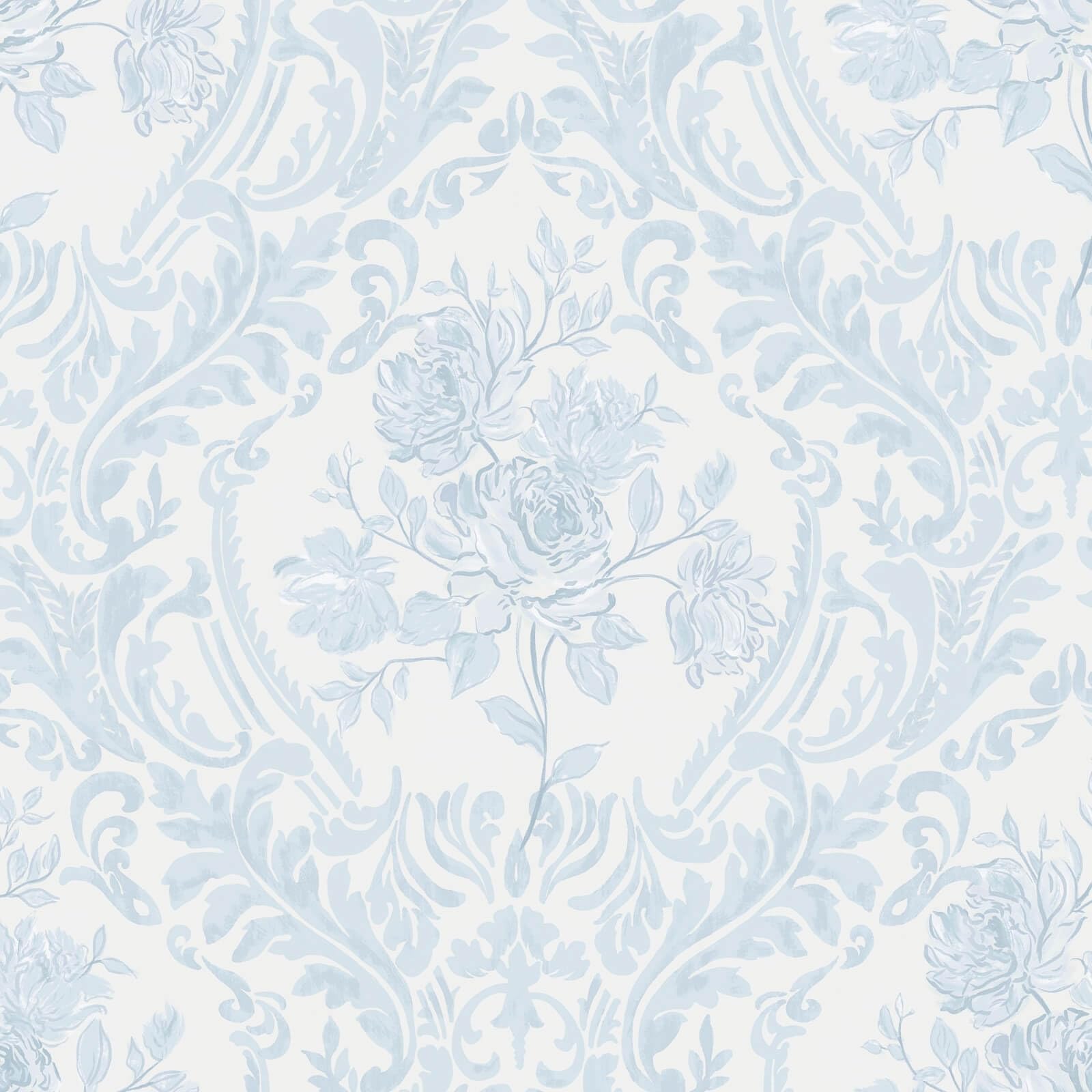 Ismoon vintage floral wallpaper blue damask roll adds easy decor upgrade to any room.
