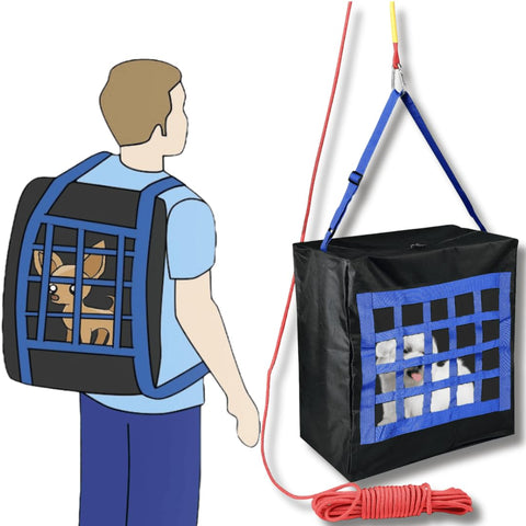 ISOP Fire Emergency Escape Bag worn as backpack enabling hands-free transport