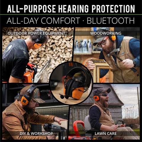 ISOtunes LINK earmuffs foldable frame folds compactly for transport between job sites.