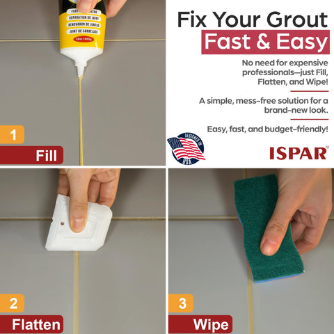 ISPAR grout spatula included for smooth application