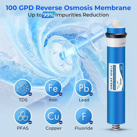 iSpring Greatwell 0.0001-micron filtration removes contaminants while preserving water molecules