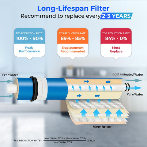 iSpring Greatwell standard-size membrane fits common under-sink RO housings for easy upgrades