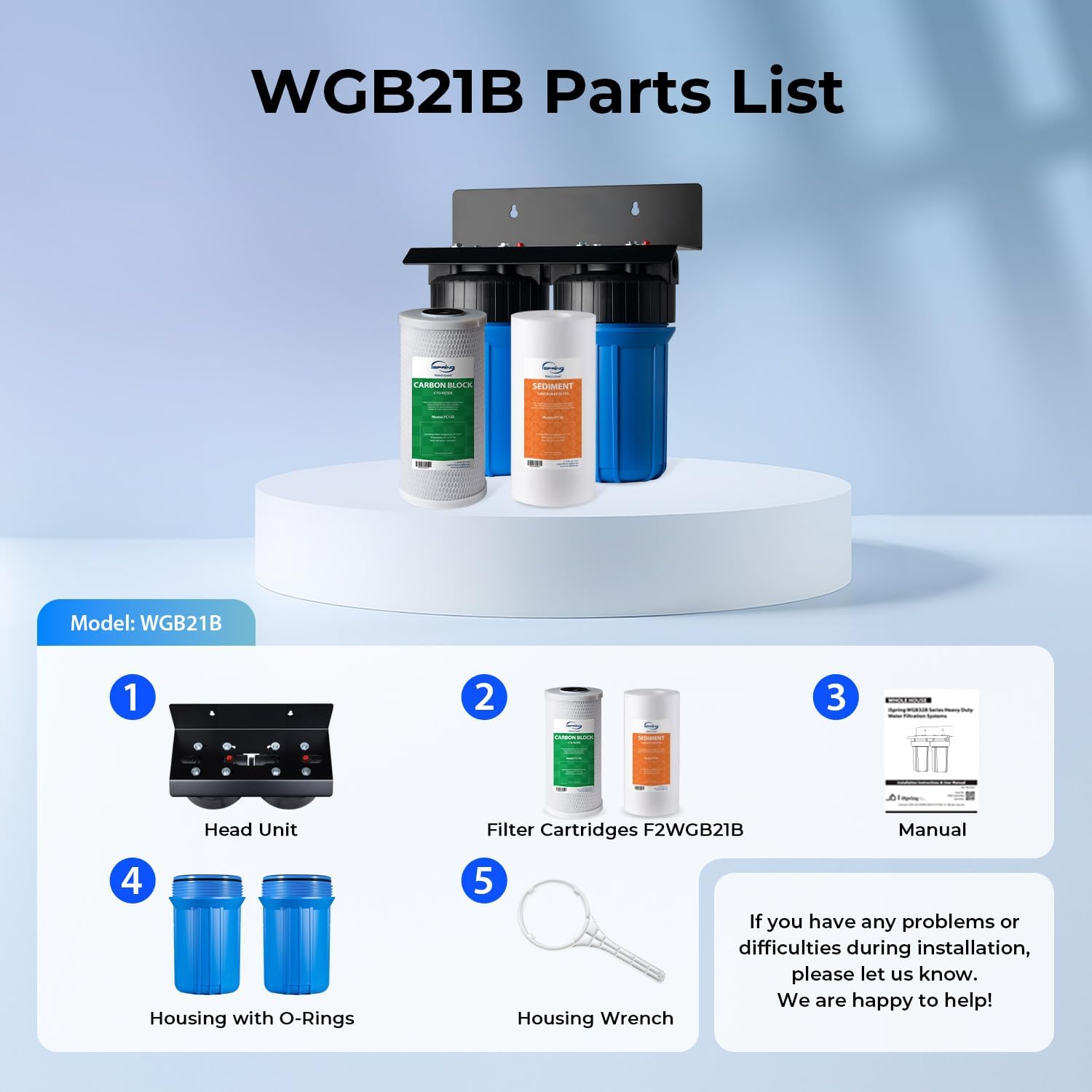 iSpring WGB21B supports up to 50,000 gallons for a family of four.
