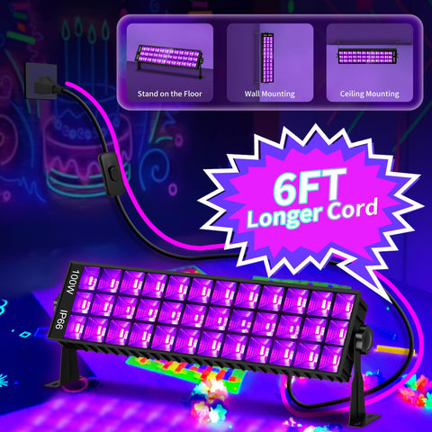 ISUERFY 100W Black Light Bar graphene heat dissipation for cooler operation
