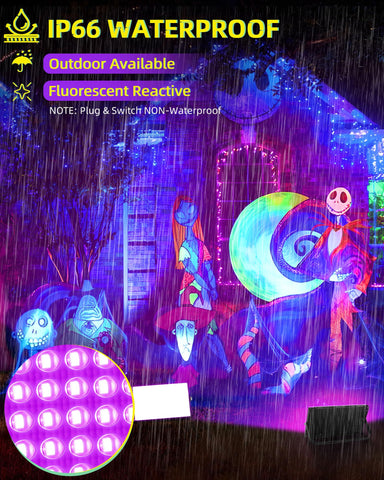 ISUERFY 100W black light flood light with wide beam for neon posters and body paint