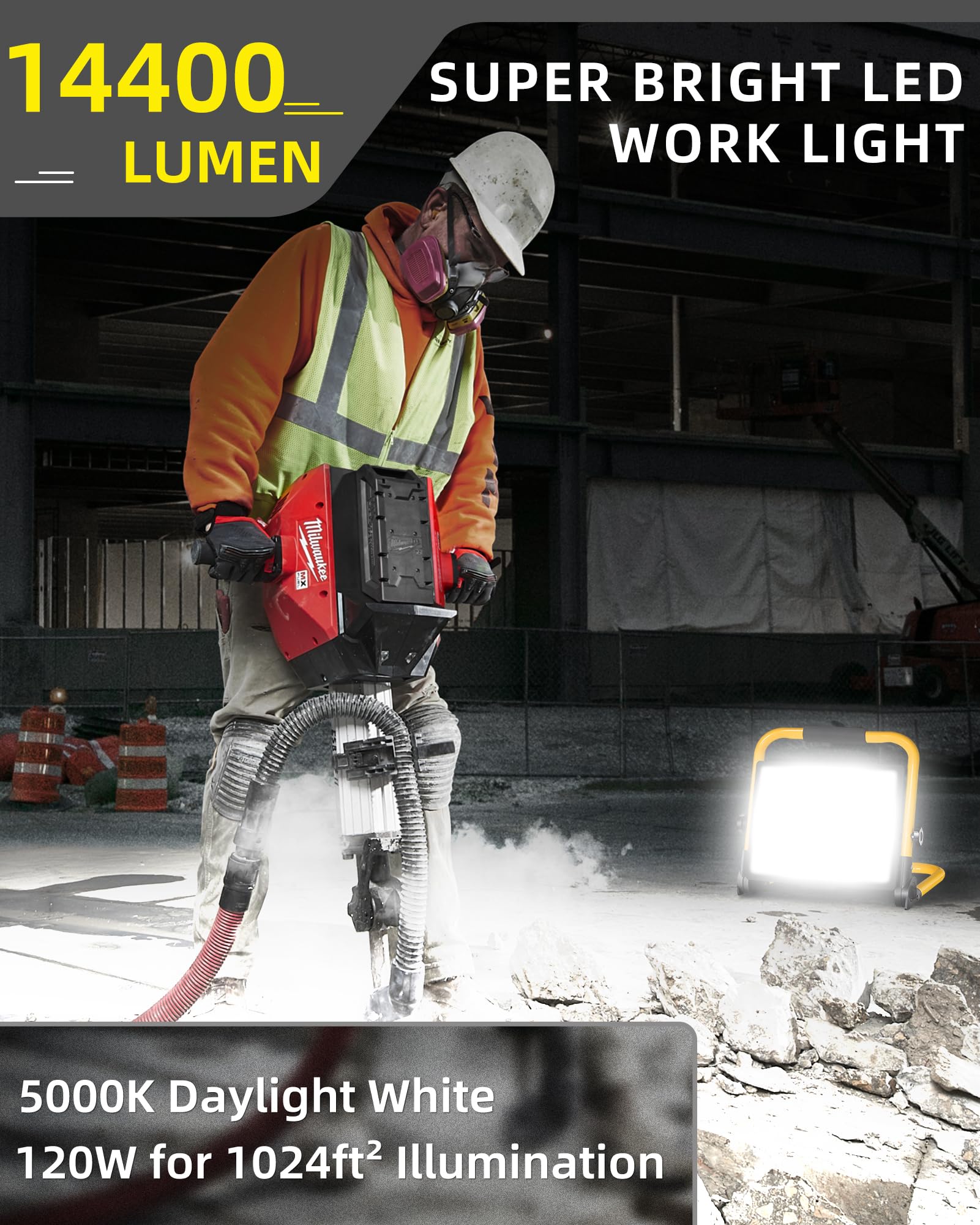 ISUERFY 120W flood light with wide beam for large work areas.
