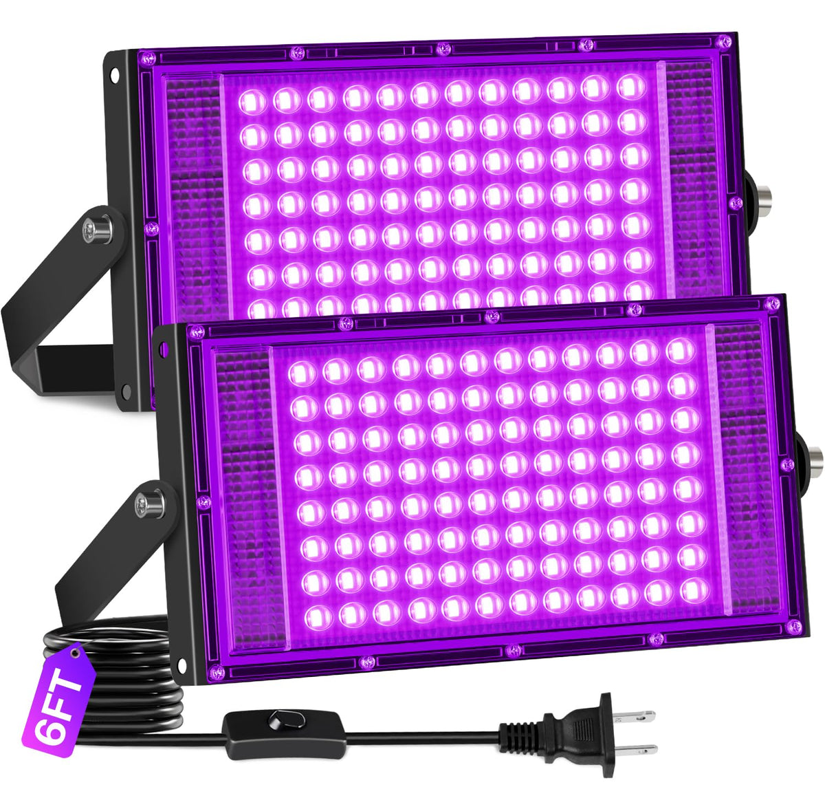 ISUERFY 2-pack 100W black light flood lights illuminate outdoor spaces vividly