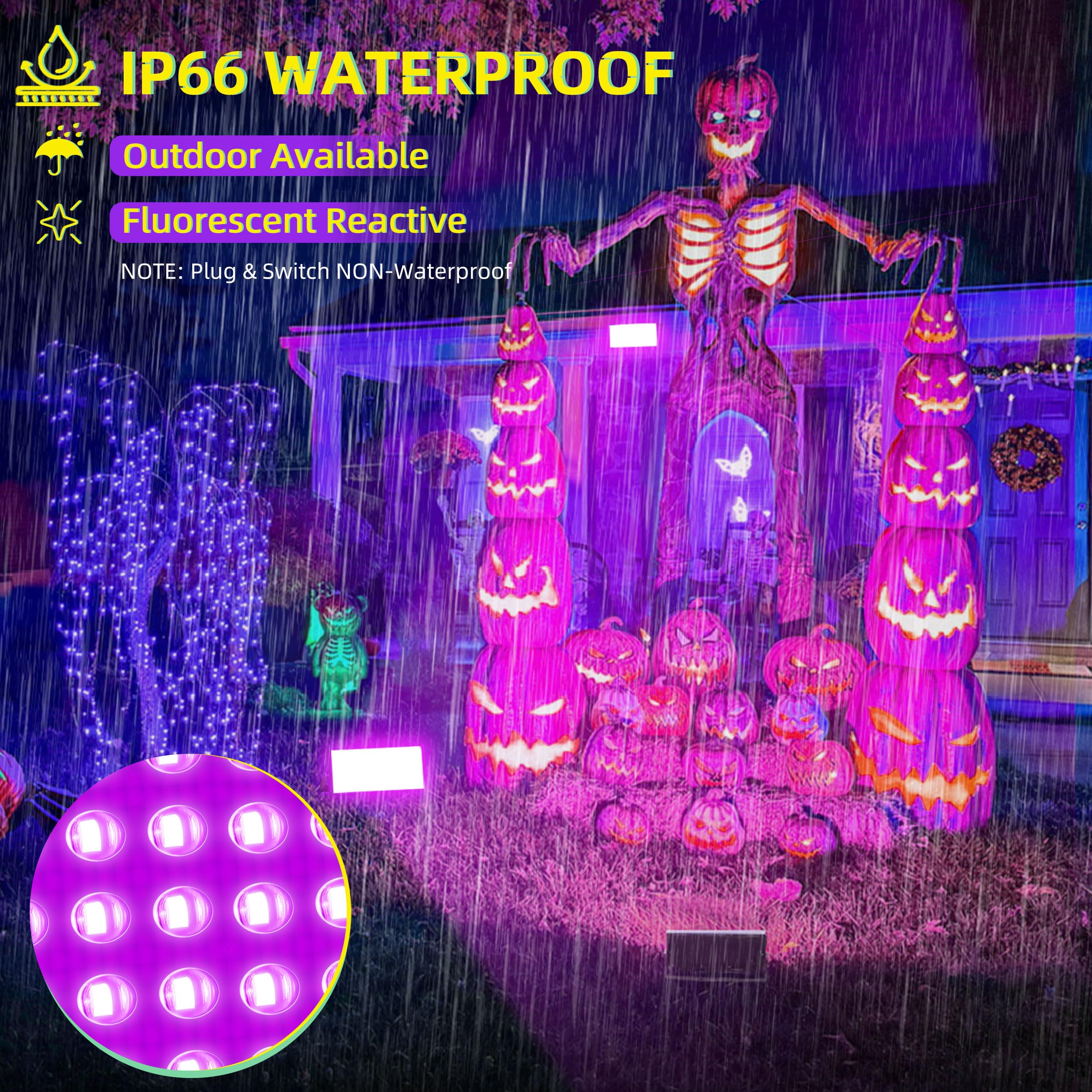 ISUERFY 50W blacklight Halloween decor creates a vivid party atmosphere