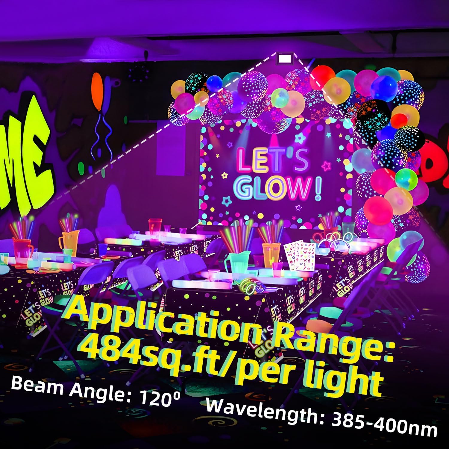 ISUERFY 50W blacklight poster fluorescence illuminates vibrant posters for events