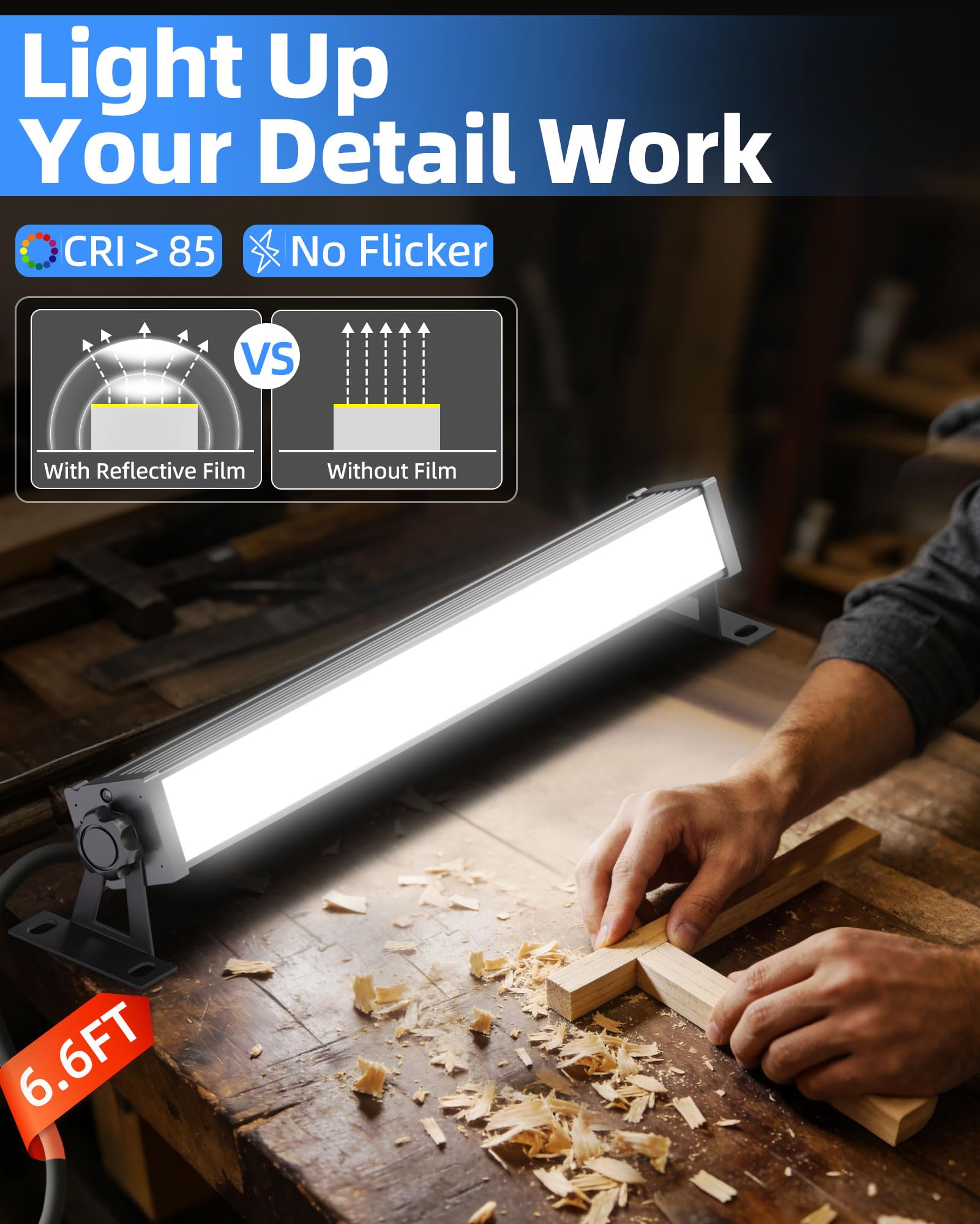 ISUERFY 6.6ft cord work light offers flexible placement.