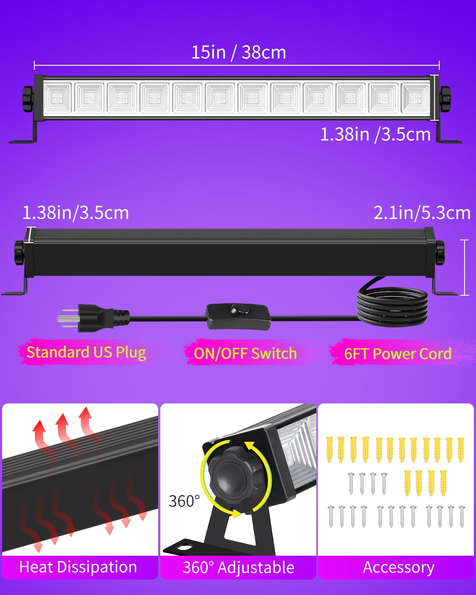 ISUERFY 6ft power cord with switch for easy on/off control