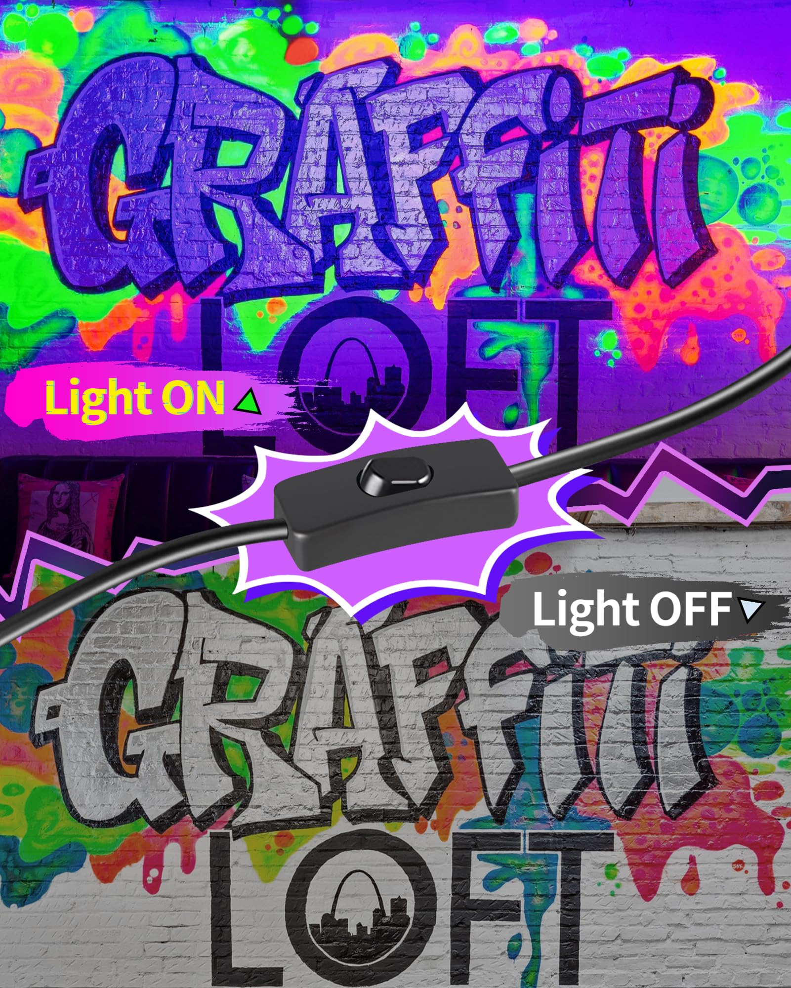 ISUERFY body paint-friendly black light bar enhances fluorescent art safely