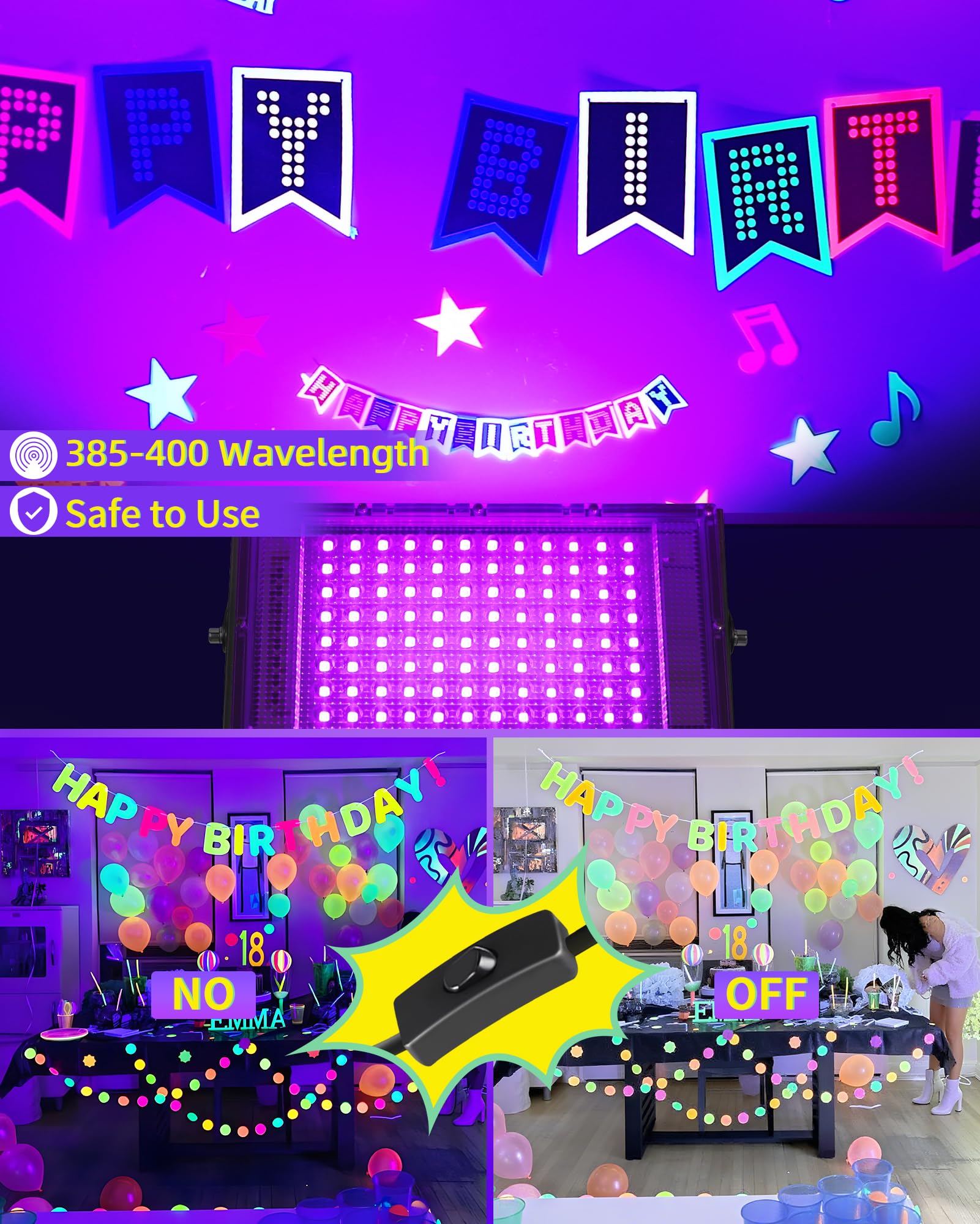 ISUERFY IP66 waterproof outdoor black light withstands rain and snow