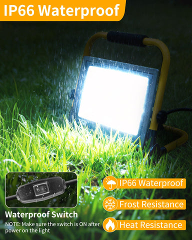 ISUERFY LED work light with angled stand for versatile positioning.