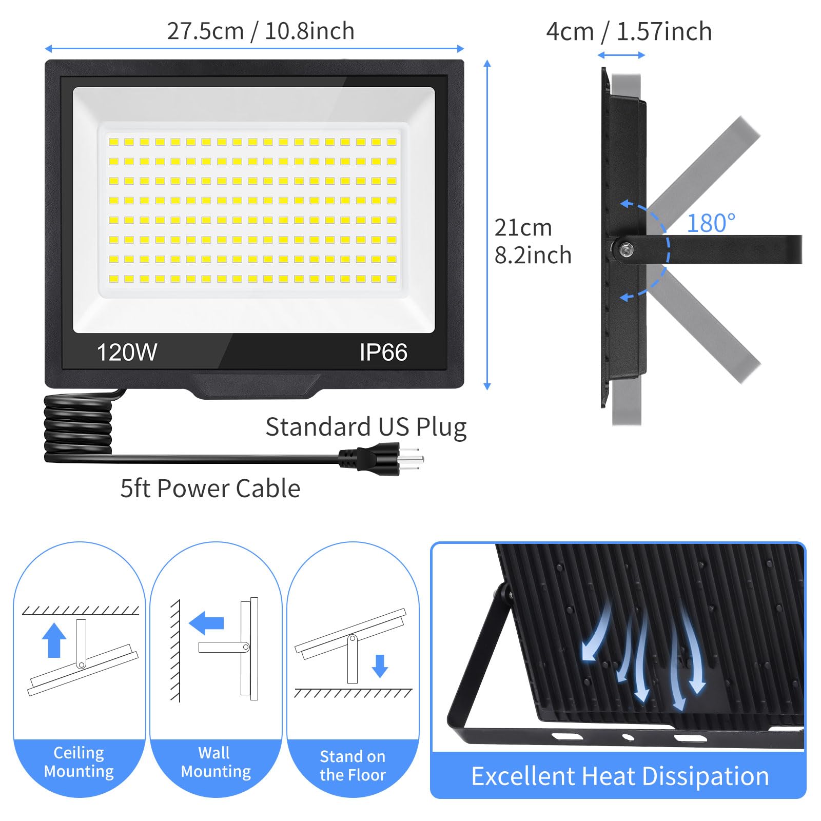 ISUERFY 120° beam angle covers wide areas with fewer shadows.