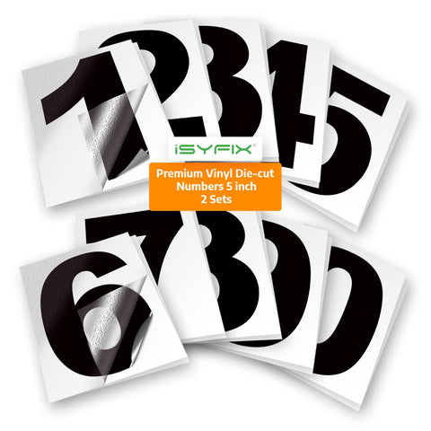 iSYFIX black vinyl numbers 5-inch decal set for mailbox visibility and curb appeal