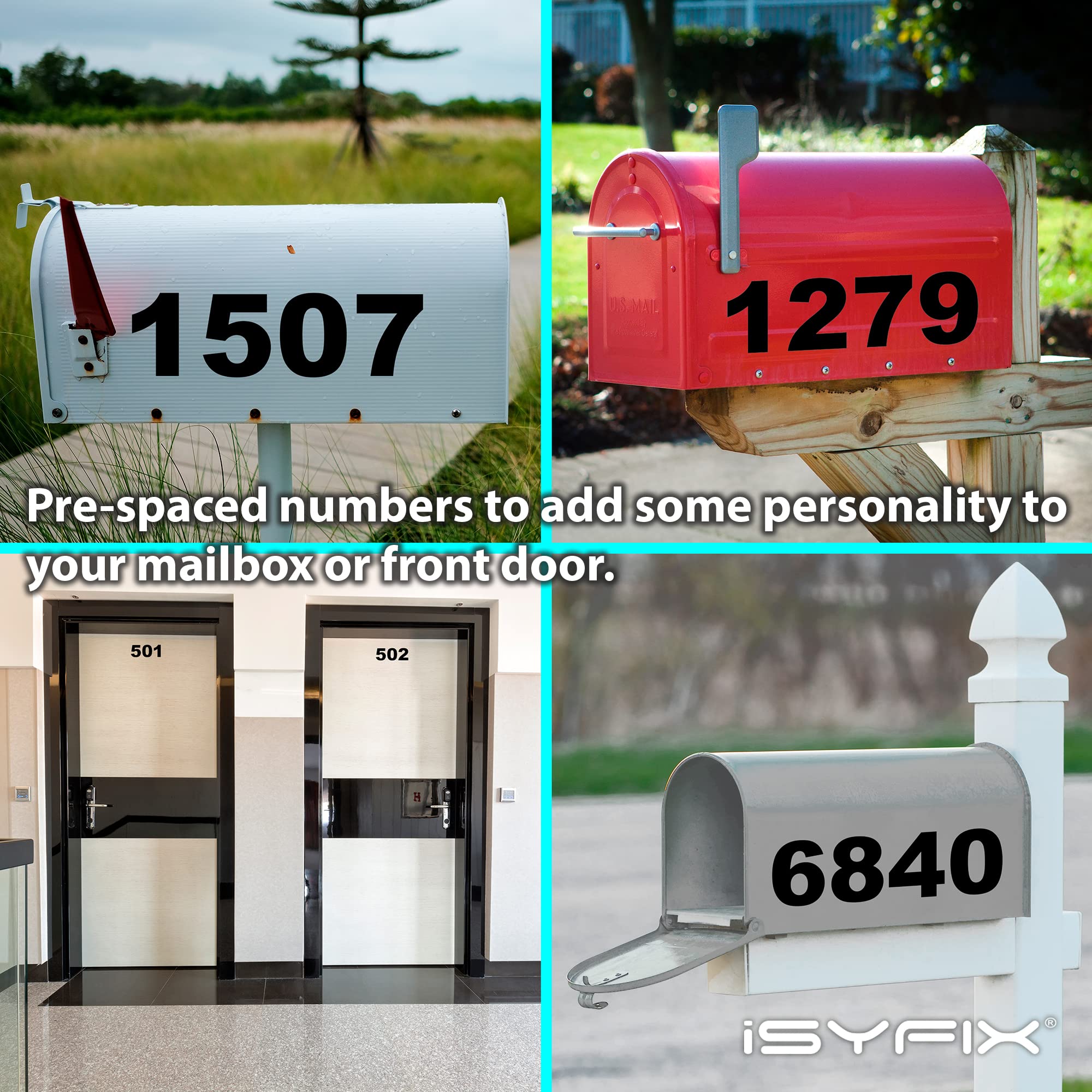 iSYFIX pre-spaced numbers decal with carrier for precise placement