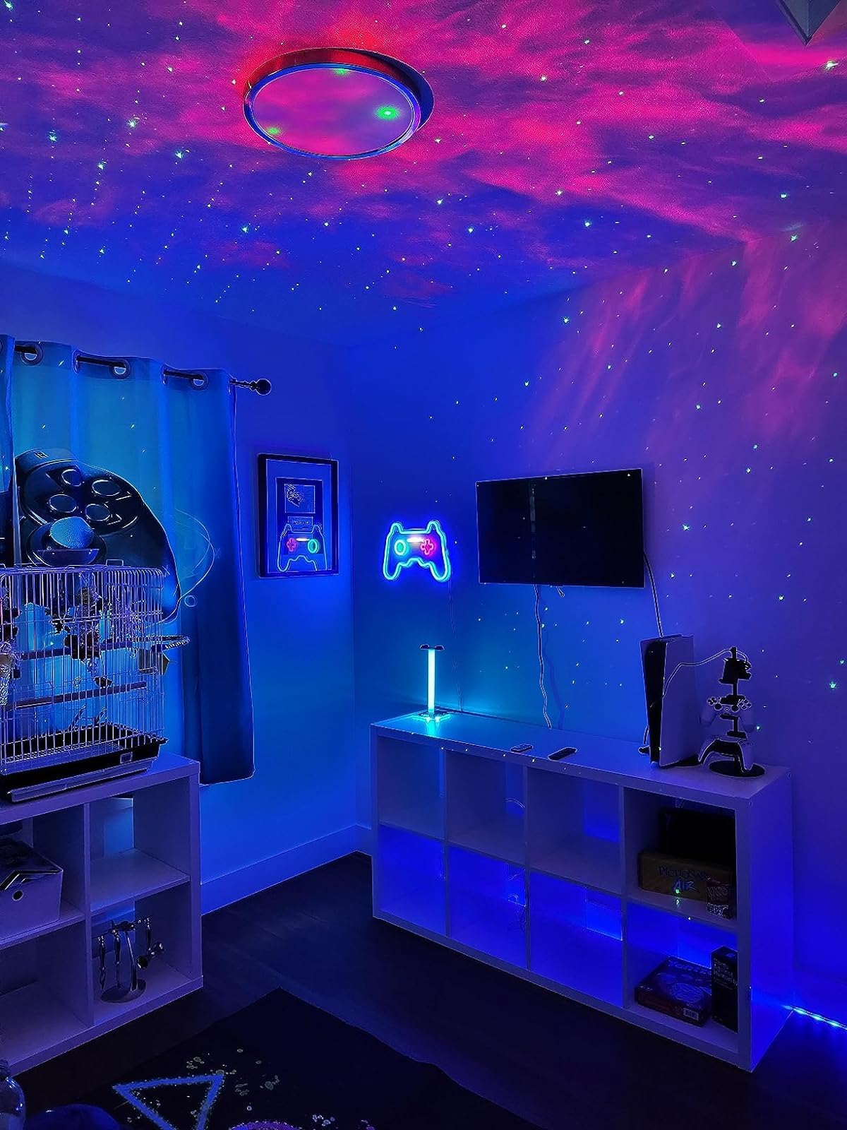 Itayak Galaxy Projector party mode syncs lights to the beat.
