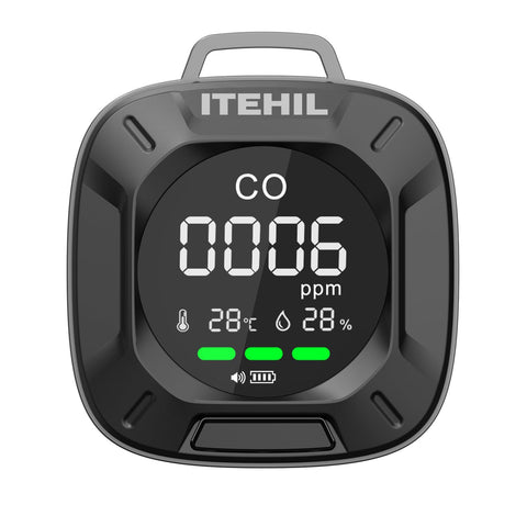 ITEHIL portable CO detector front view for safe travel and camping