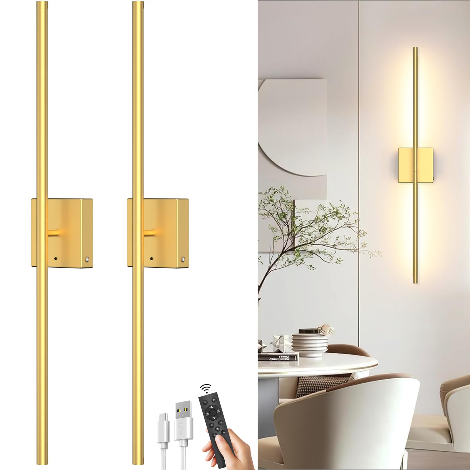 iThird battery-operated wall sconces set mounted on wall for stylish lighting