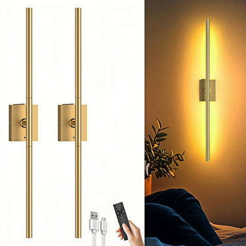 iThird battery wall sconce in gold with remote for adjustable ambient lighting