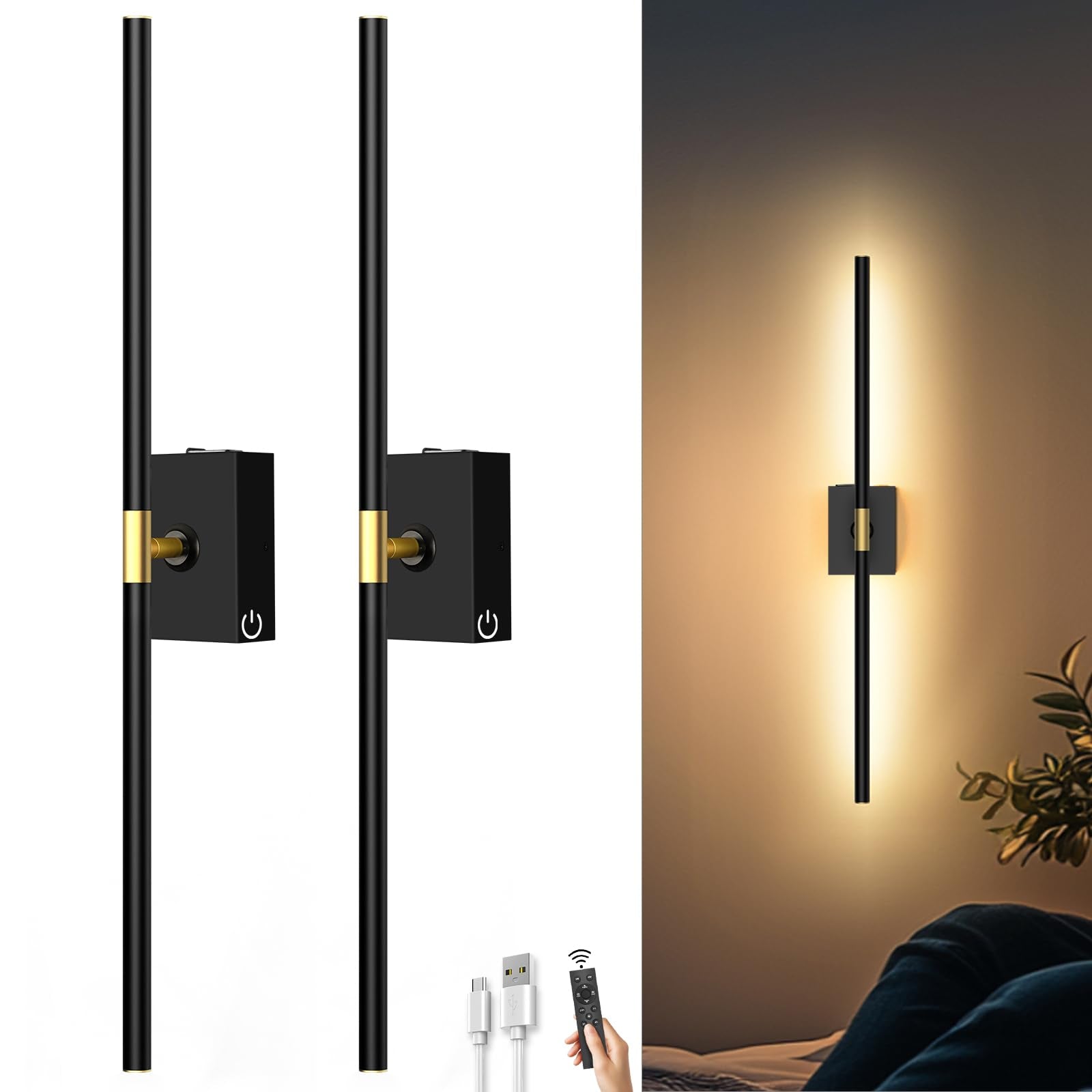 iThird battery-operated wall sconce with remote control for easy installation.