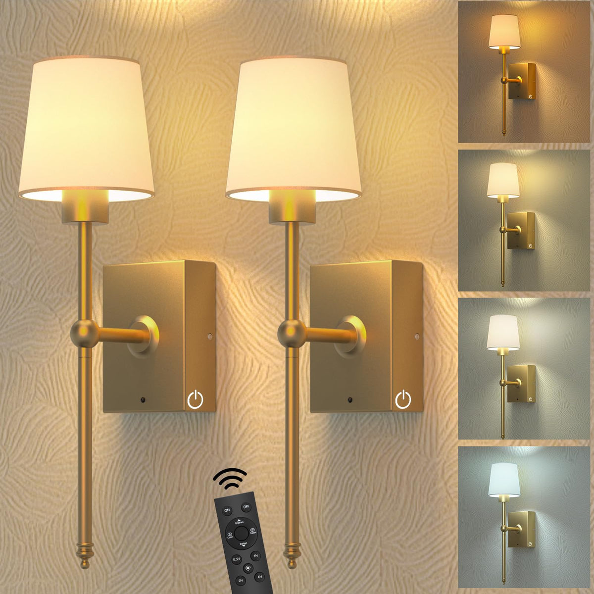 iThird gold battery wall sconce mounted on wall for warm ambient lighting