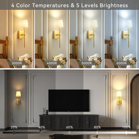 iThird gold sconce creates cozy ambience in a bedroom